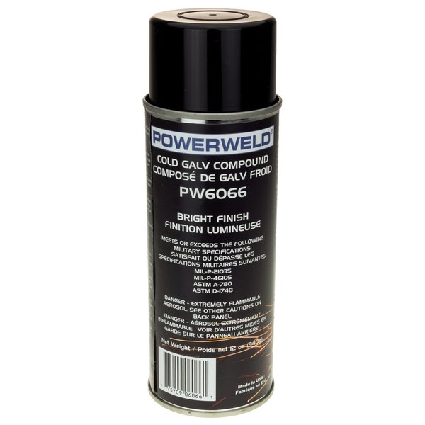 Powerweld Zinc Galvanizing Aerosol Spray with Bright Finish, 12oz PW6066
